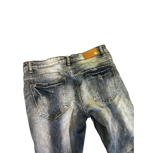 Crisp Denim Distressed Streetwear Light Wash Skinny Jeans Size 32 x 33 - Picture 5 of 5